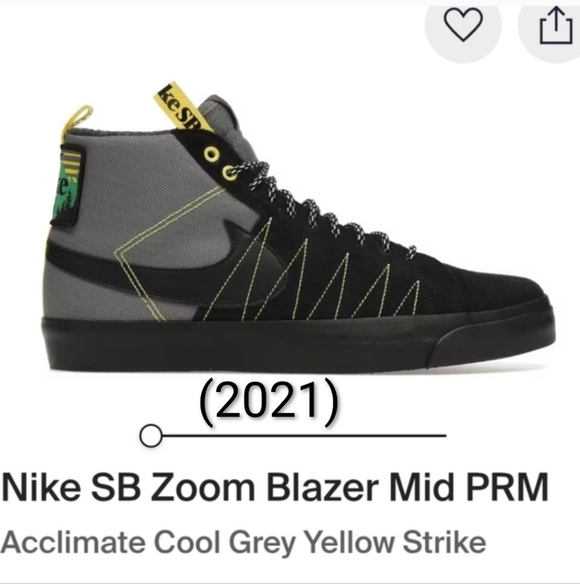 Nike Other - Nike SB Zoom Blazer Mid PRM Acclimate Cool Grey Yellow Strike Mens 9.5 Womens 11